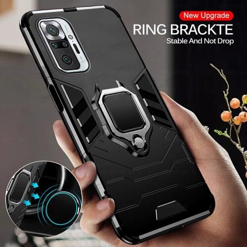For Xiaomi Redmi Note 10 Pro Case Car Magnetic Ring Armor Cover Redmy Note10 10Pro Silicone frame Shockproof Stand Phone Fundas