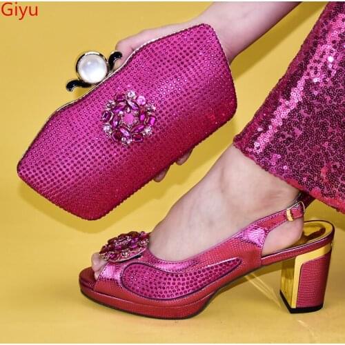 Doershow beautiful hot sale Shoes And Bag Matching Set With Hot Selling Women Italian Shoes And Bag Set For Party Wedding HVV1-2