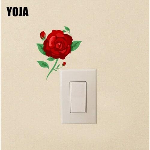 YOJA Artistical Red Warm Rose Flower Nice Beautiful Design Switch Sticker PVC Room Decor Wall Decal 15SS0288