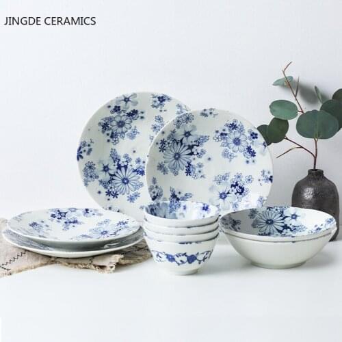 Japanese-style Ceramic Serving Tray Plate Ramen Bowl Western Plate Pasta Steak Plate Household Round Plate Kitchen Tableware
