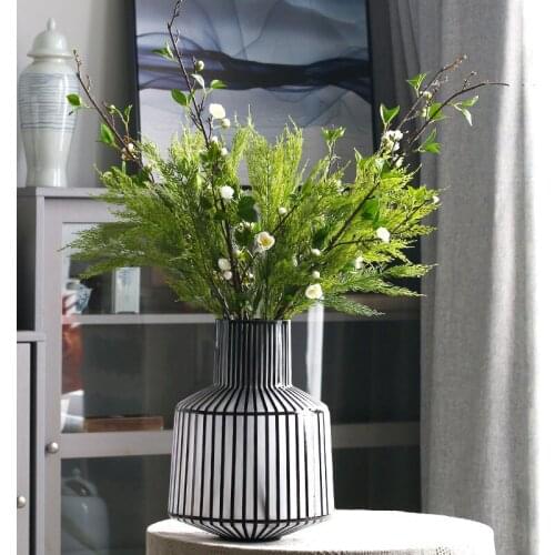 Ceramic Vase Black and White Striped Geometric Vase Hydroponic Decoration Home Decoration Simple Ornaments Hydroponic Flowers