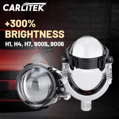 Carlitek 3.0 Inch Bi-LED Projector Lenses For Headlight H1 H4 H7 9005 9006 HB3 HB4 High Beam Low Beam 30000LM 6000K White Lens