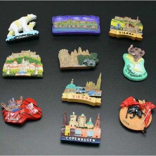 Denmark Thailand Norway Vienna Prague Czech Austria Austria resin refrigerator magnet magnetic travel souvenirs
