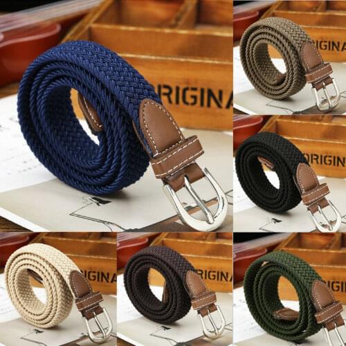Men women Elastic Stretch Waist Belt Canvas Stretch Braided Elastic Woven Belt 2cm Wide Hot Metal Stretch Belt For Men