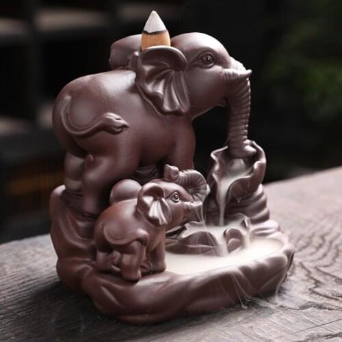 New Product Purple Sand Elephant Backflow Incense Burnercreative Little Elephant Reflux Waterfall Aromatherapy Burner Decoration