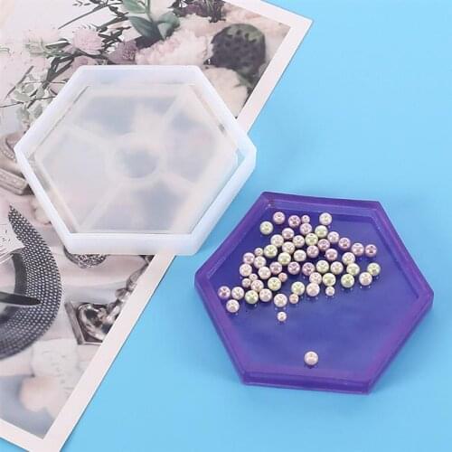 Crystal Resin Coaster Tray Silicone Mold DIY Resin Casting Mould Pentagonal Rhombus Storage Tray Handmade Resin Crafts