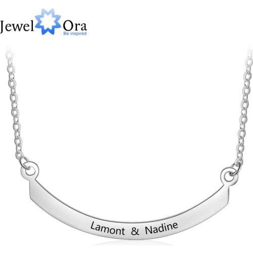 Semi-Arc Shape Personalized Gift Engrave Name Necklace Stainless Steel Necklaces & Pendants for Women (JewelOra NE103170)
