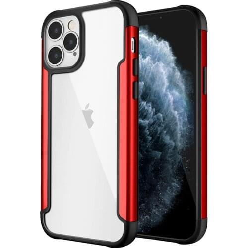 Shockproof Armor Case For iPhone 12 11 Pro Xs Max XR X 8 7 Plus SE 2020 Soft TPU Metal Bumper Transparent Acrylic Back Cover