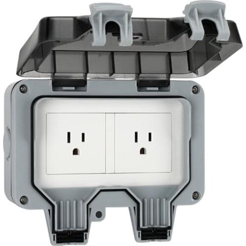 Household Socket Double-head Outdoor Bathroom Wall Splash-proof Outdoor Rainstorm-proof Socket (independent Switch)
