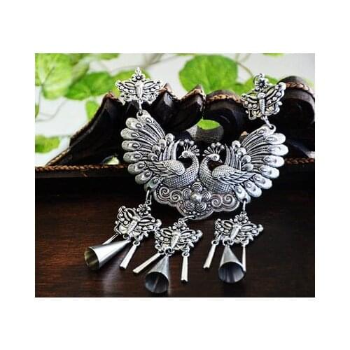 Handmade Miao silver jewelry Chinese style Original collar Miao silver performance accessories pandent necklace