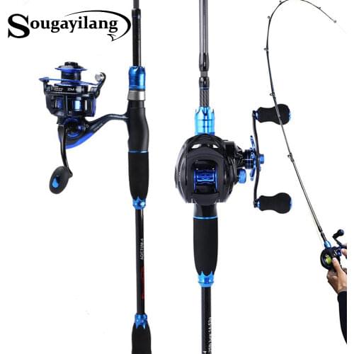 Sougayilang 1.8m2.1m Fishing Rod and Fishing Reel Combo Carbon Lure Rod Casting Spinning/Baitcasting Reel With Spare Coil Sets