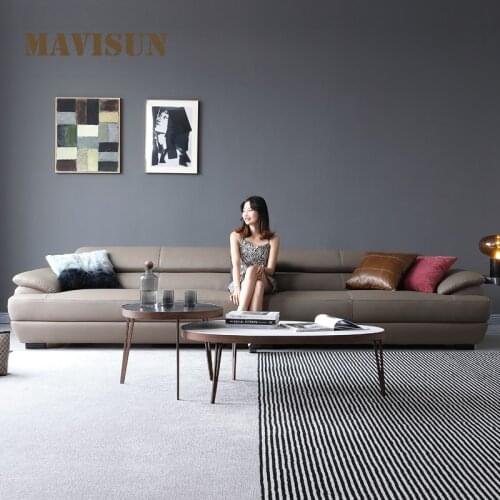 Modern Minimalist Genuine Leather Sofa 2.6M Large Apartment Chaise Lounge Chair Bed Luxury High Quality Living Room Sofa Set