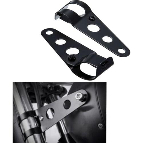 Black/Chrome Universal Motorcycle 33mm-45mm Headlight Mount Bracket Fork Tubes for Bobber Cafe Racer Chopper 1 pair