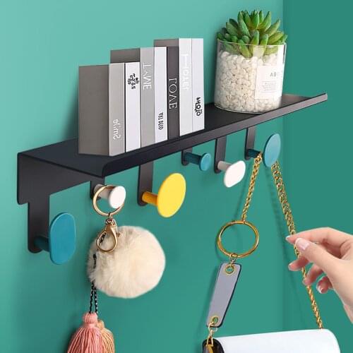 Hook Rack, Household Wall-Mounted Coat Hanger Towel Holder Steel Storage Rack for Towel Bags Clothing