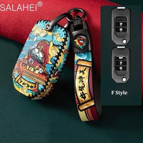 Funny Genuine Leather Car key Case Cover Keychain For Honda HRV CRV XRV FIT CRUDER Accord SPIRIOR Pilot CIVIC VEZEL CITY JADE