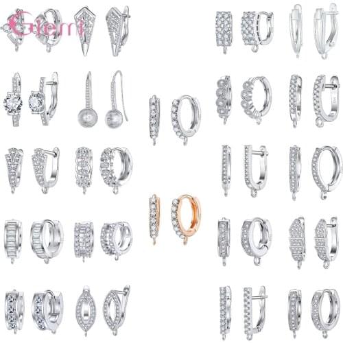 925 Sterling Silver DIY Earring Findings Cubic Zircon Clasps Hooks Fittings DIY Jewelry Making Accessories Hook Earwire Jewelry