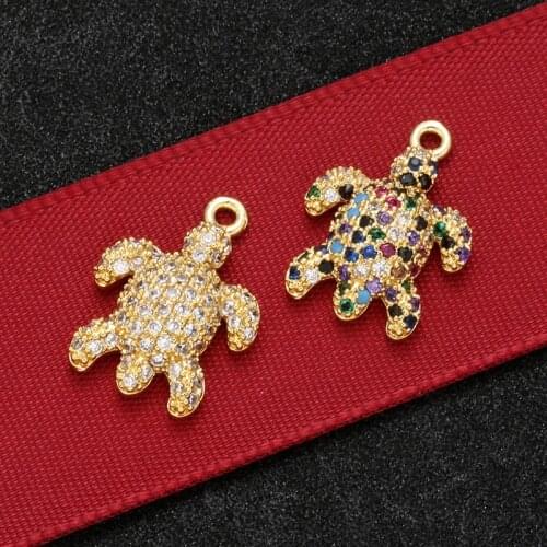 ZHUKOU Exquisite Brass Crystal Turtle Pendant for Handmade DIY Necklace Bracelet Jewelry Making Accessories Findings model:VS392
