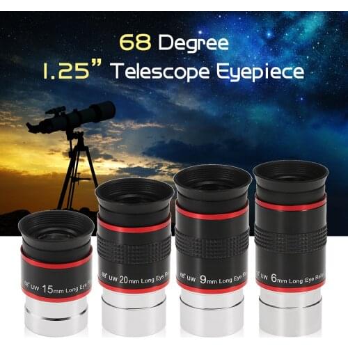 1.25INCH 68 Degree Wide Angle Eyepiece Planetary Eye Lens Astronomical Telescope Eyepiece 6MM / 9MM / 15MM / 20MM