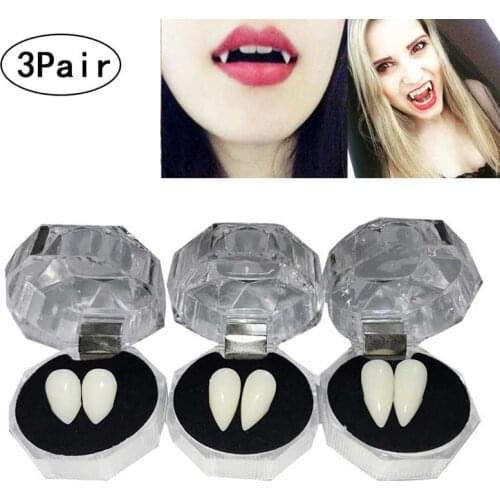 3 Pair Cosplay Halloween Vampire Teeth Fangs Horror Ghost Devil Fangs Werewolf Teeth Costume Party DIY Decorations Kids Gift