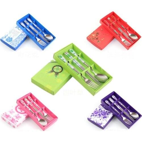 300pcs 100set Stainless Steel Fork And Chopstick Set Metal Tableware Wedding Gift Souvenirs