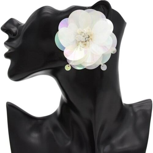 5 Colors Korean Fashion Acrylic Stud Earrings Exaggerated Big Flower Cute Statement Earrings Crystal Stud Earrings Women Jewelry