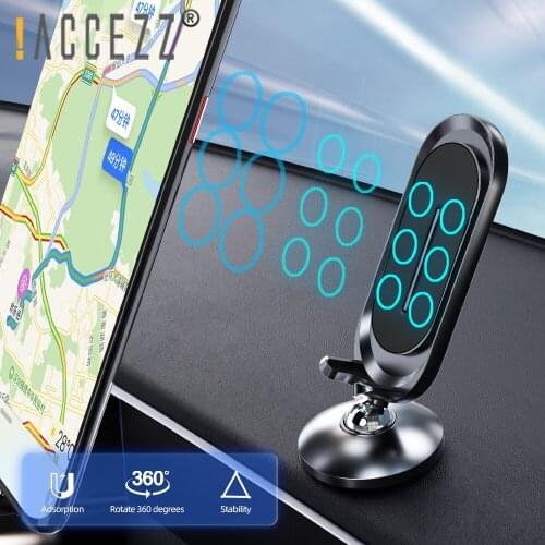 !ACCEZZ Magnetic Car Stand Holder 360 Degree Adjustable Phone Holder For iPhone Xiaomi Metal Magnet GPS Dashboard Mount Support