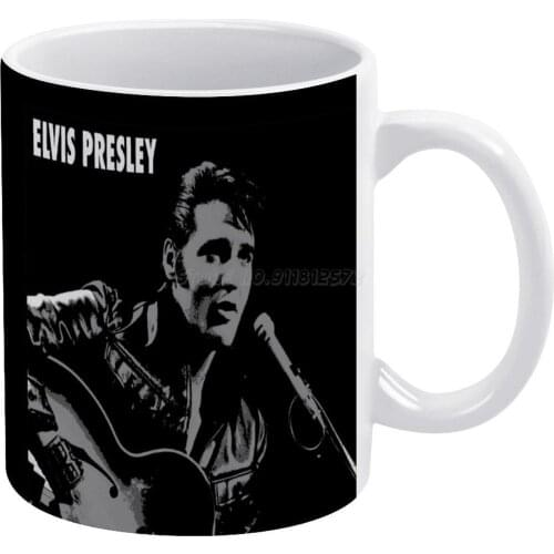 ELVIS PRESLEY White Mug Ceramic Mug Creative Mug Elvis Elvis Elvis Presley Art The King of and Roll Music Rocknroll