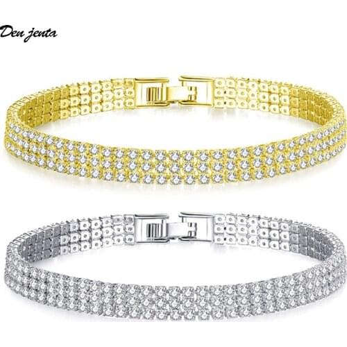 Shining Cubic Zirconia Tennis Bracelets Bangles Gold Silver color Crystal Chain Charm Bracelet For Women Jewelry Gift