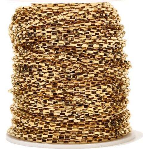 2.5mm width Gold tone stainless steel Open Hollow Venetian Box Chains for DIY jewelry Making Necklaces Link Chain Top Quality