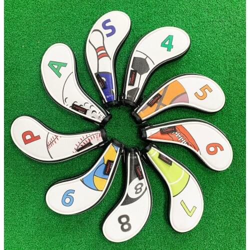 Golf Iron Headcovers With Zipper 9pcs (4,5,6,7,8,9,P,S,A) Set Putter Protect Covers