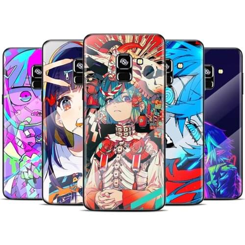 Neon Oni Girl Anime For Samsung Note 20 10 9 8 Ultra Lite Plus 5G A70 A50 A40 A30 A20 A10 Tempered Glass Phone Case