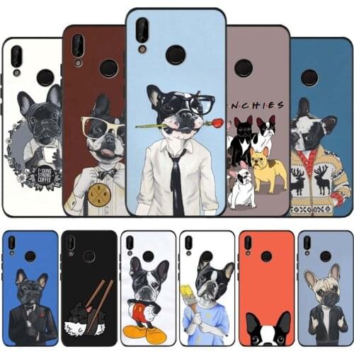 French bulldog black soft Phone Case for huawei P40 P30 P20 P10 Pro lite P9 Lite nova 4E 6SE Psmart 2019 Y6 9 Prime