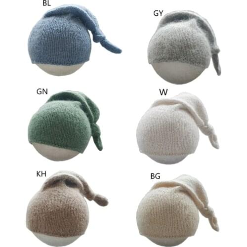 Baby Knot Tail Hat Newborn Photography Props Infants Beanies Soft Mink Hair for Photo Shooting Posing