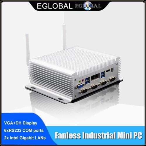 24 Hours Industrial Fanless Mini PC i7 i5 J1900 Win 10 Pro Linux 2*Intel Lans RS232/485 COM HDMI VGA USB WiFi Watch Dog 3G/4G