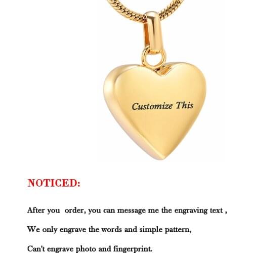 Customize Engraving - Golden Stainless Steel Heart Cremation Pendants For Ashes For Human/Pet Memorial Jewelry /Screwdriver