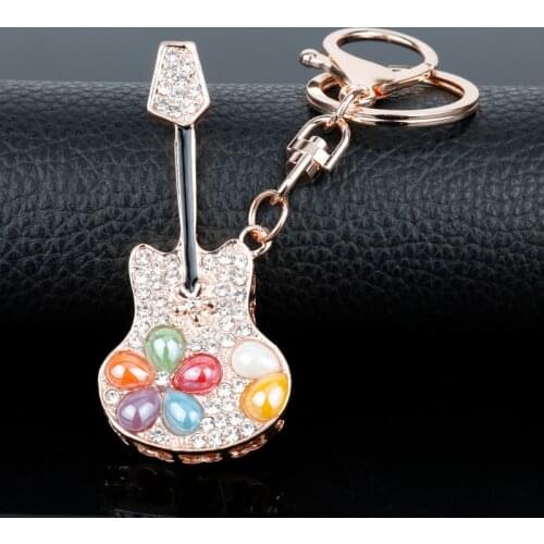 HEYu Unique Guitar Keychain Women Handbag Buckle Trinkets JMusical Instrument Keyrings Gifts Jewelry