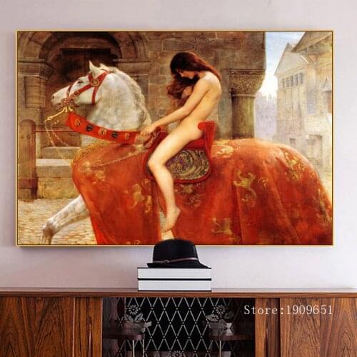 Cotton classical figures nude art saddle married woman canvas printings printed on canvas no frame wall art decoration picture