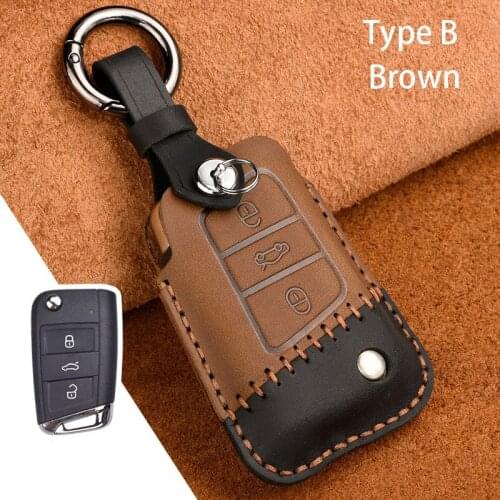 New Leather Key Cover Remote Case Shell for VW PASSAT 2015 - 2020 B8 Skoda Kodiaq Superb A7 Car Key Case Protector Key Holder