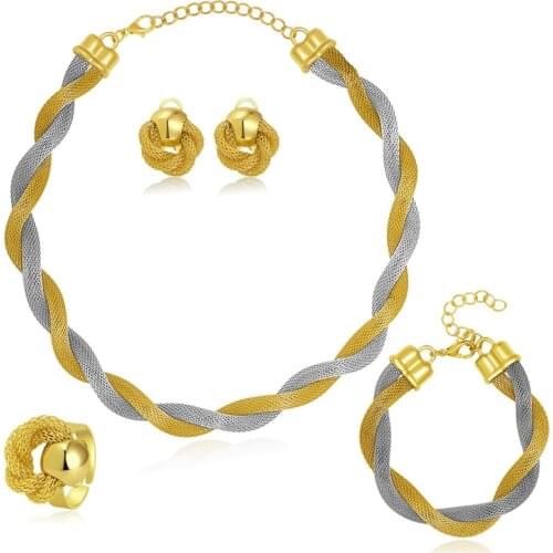 LZHLQ Women Metal Choker Necklaces Sets Trendy Multilayer Twist Torques String Geometric Clavicle Chain Punk Jewelry Statement