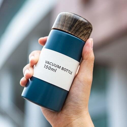 Mini Cute Wood Grain Vacuum Flask Mug Small Fresh Cup Creative Portable Pocket Cup Outdoor Vacuum Double Layer Cup