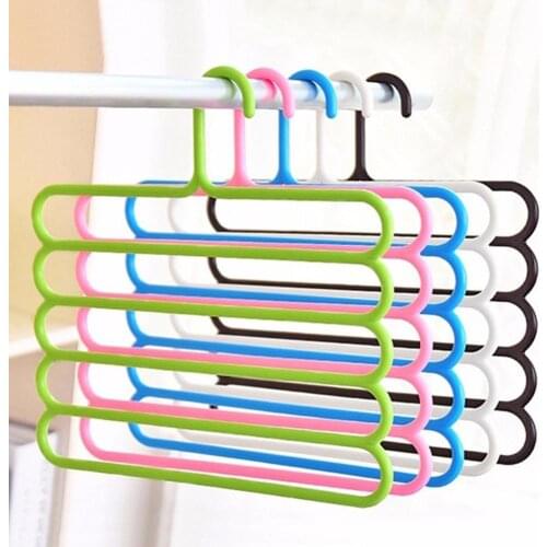 Fashion Trousers Hanger Five layer Pants Hanger Magic Closet Organizer Clothes Rack multi port Space Saving Hanger