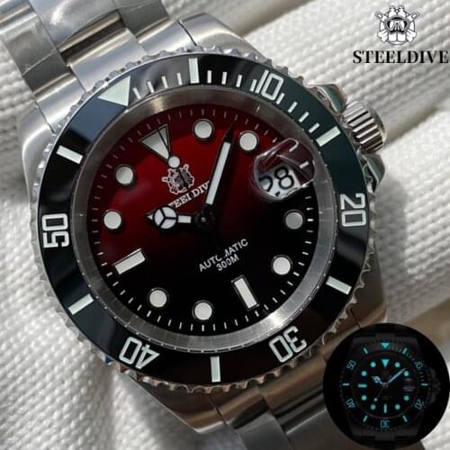 STEELDIVE SD1953 Men Dive Watch 41MM Two-Tone Dial NH35 Diving Watches Gradient Color Diver Wristwatch With Ceramic Bezel 300M