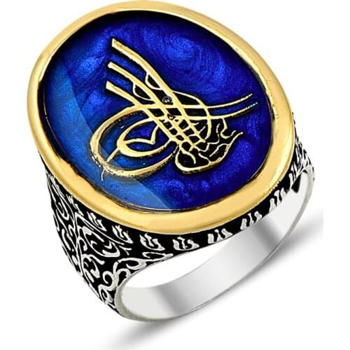 925 Silver Ottoman Logo Printed Traditional Ring for Man