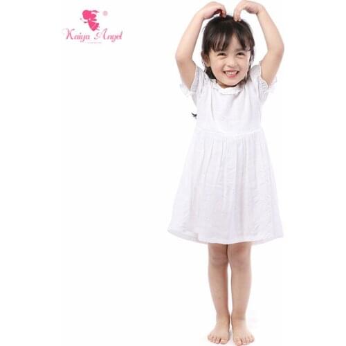 Kaiya Angel 2019 New Baby Girl Dress Solid White Casual Summer Kid Clothes Middle Sleeve Knee length Factory Wholesale 5pcs/lot