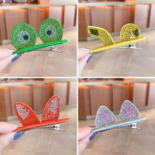 2020 New Girls Cute Rabbit Frog Bear Fox Ears Ornament Hair Clips Children Shiny Alloy Barrettes Hairpins Kids Hair Accessories