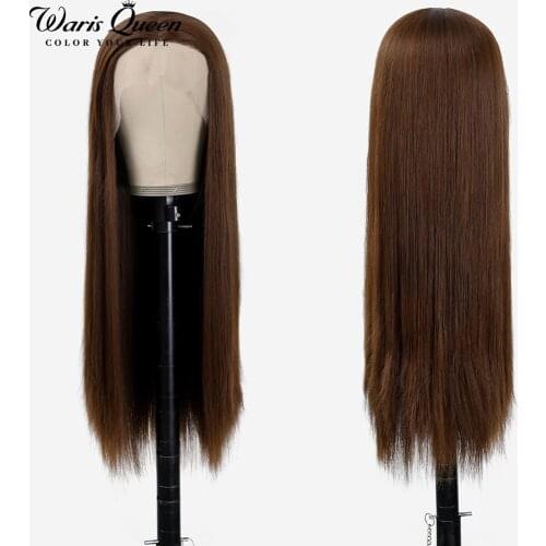 Lace Front Wig T-part Long Ombre Brown Synthetic With Baby Hair Heat Resistant Natural Daily Cosplay HD Frontal Wigs For Women
