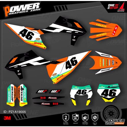PowerZone Custom Team Graphics Backgrounds Decals 3M Stickers Kit For KTM SX SXF MX 19-20 EXC XCW Enduro 20-N 125 to 500cc 05