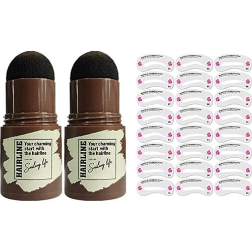 Professional Eye Brow Gel Eyebrow Stamp Shaping Kit Stamp Makeup Kit with 24 Reusable Eyebrow Stencils Eyebrow Brush