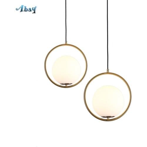 Nordic Postmodern Bedroom Bedside Pendant Lights Restaurant Golden Glass Ball Bar Clothing Shop Led Lamps Hanging Luster Fixture