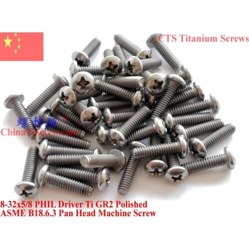 Pan Head 4-40 Titanium screws 4-40x5/8 4-40x3/4 4-40x7/8 4-40x1 4-40x1.25 1# Phillips Driver Ti GR2 Polished